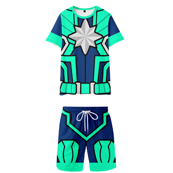 Captain Marvel Kree Costume Suit Boys T-shirt and Shorts