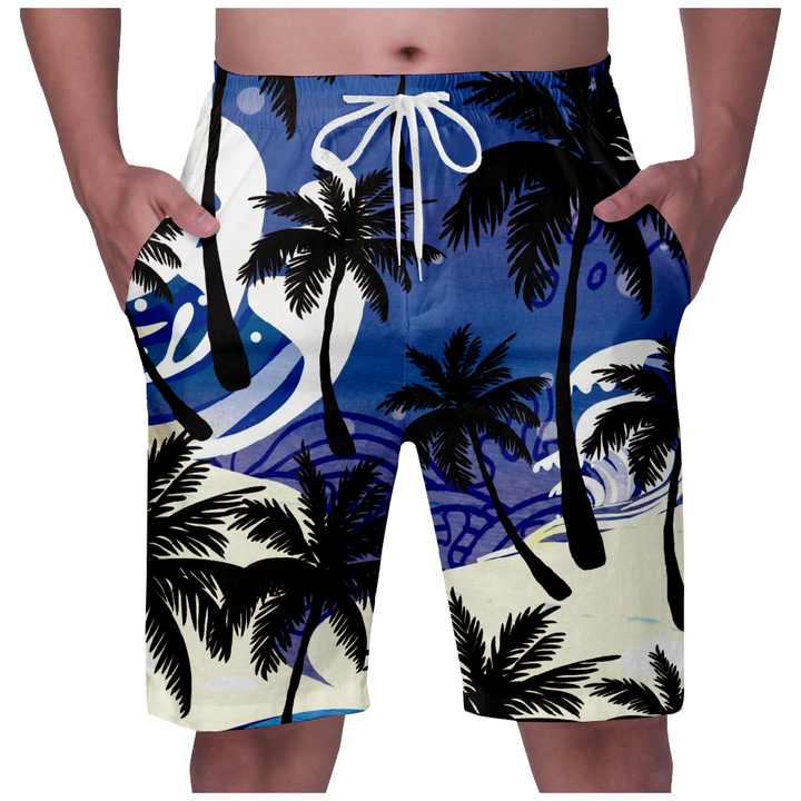 aminibi- Men's Blue summer  Beach Shorts