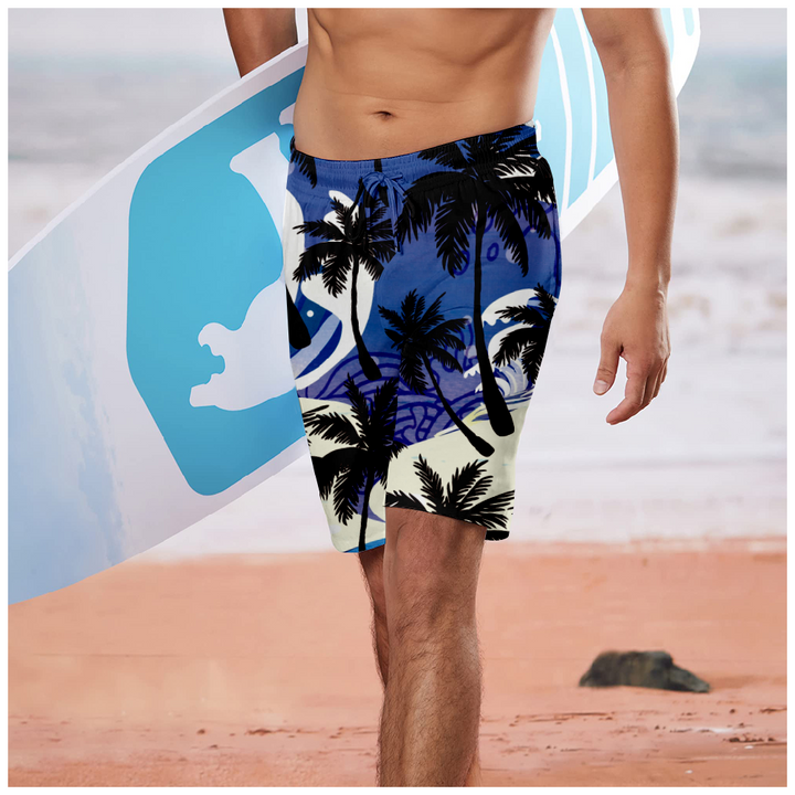 aminibi- Men's Blue summer  Beach Shorts