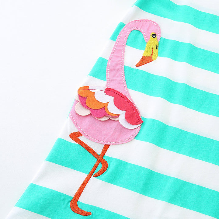 aminibi- Summer Flamingo Stripes Girls Dress