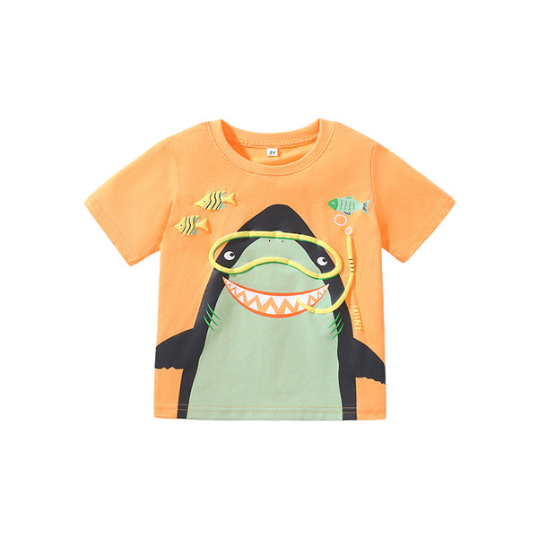 aminibi- Kids Shark Swim Print T-shirt