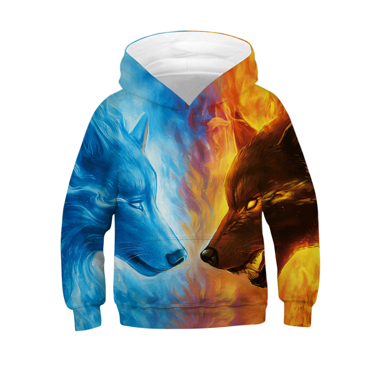 Kids Ice and Fire Wolf 3D Print Hoodie