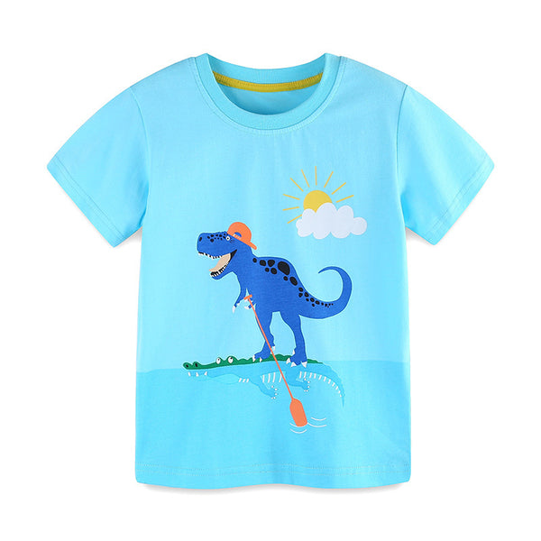 aminibi- Kids Tyrannosaurus Rex and Crocodile T-shirt