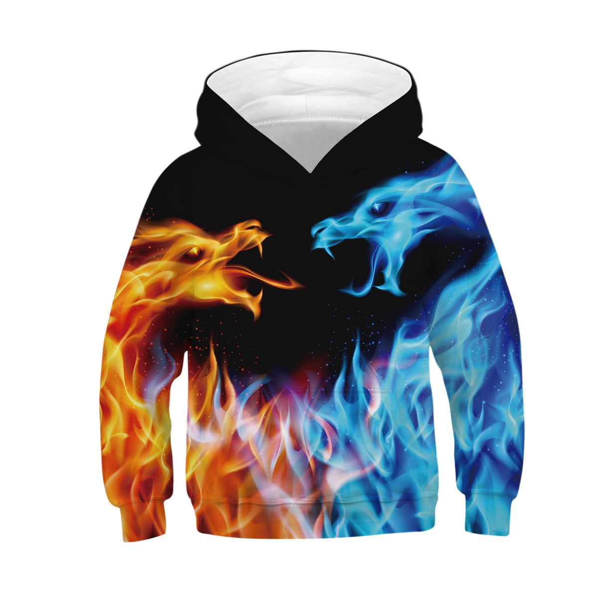aminibi- Kids Fire Dragon and Ice Dragon 3D Hoodie