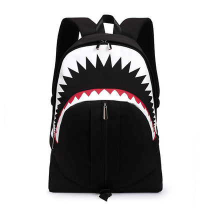 aminibi- Boys Cute Shark Style Canvas Backpack with USB Charging Port　Ｎight fluorescence Book bag