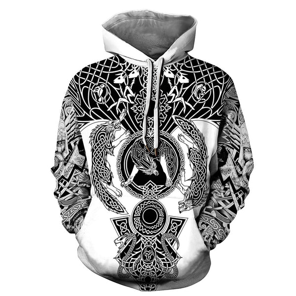 aminibi- Viking warrior tattoo full printing hoodie