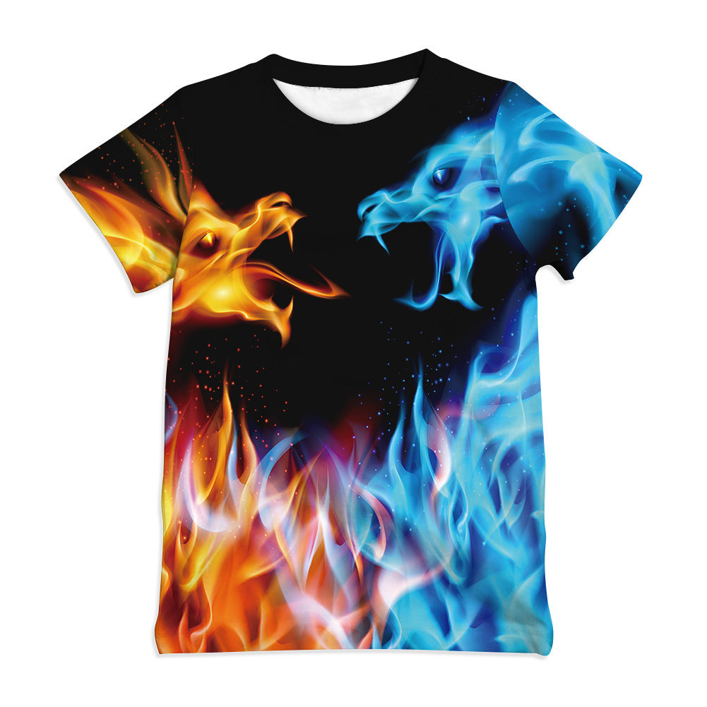 aminibi- Kids Fire Dragon and Ice Dragon 3D T-shirt