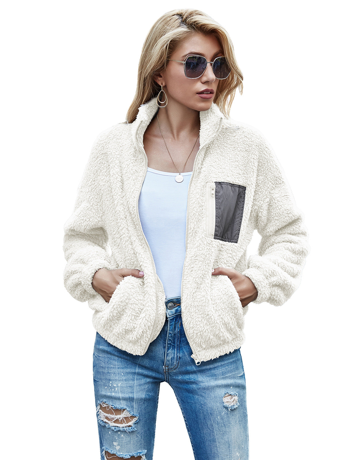 aminibi- Women Double-sided fleece jacket
