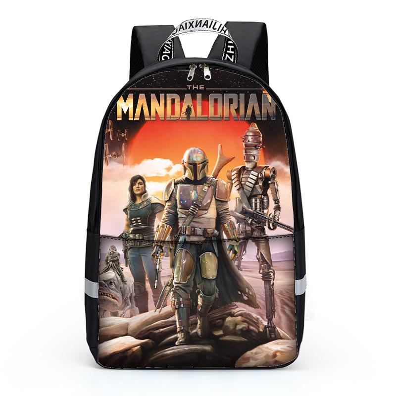 aminibi- The Mandalorian 3D School Bag Backpack With Lunch bag Pencil Case Three-piece Set