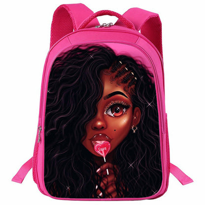 aminibi- Kids School Bag  Afro Girl  Pink Backpack