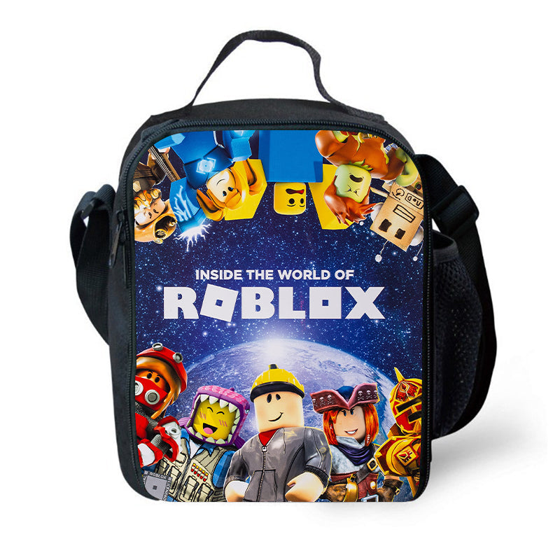 aminibi- Black Roblox School Backpack Lunch Bag Pencil Case