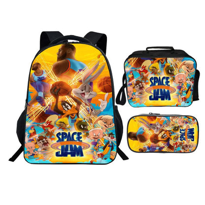 aminibi- Kids SPACE JAM Backpack with Lunch Box and Pencil Case