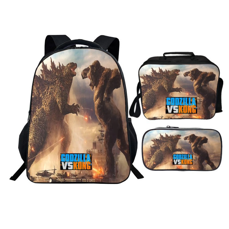 aminibi- Kids Godzilla vs Kong Backpack with Lunch Box and Pencil Case
