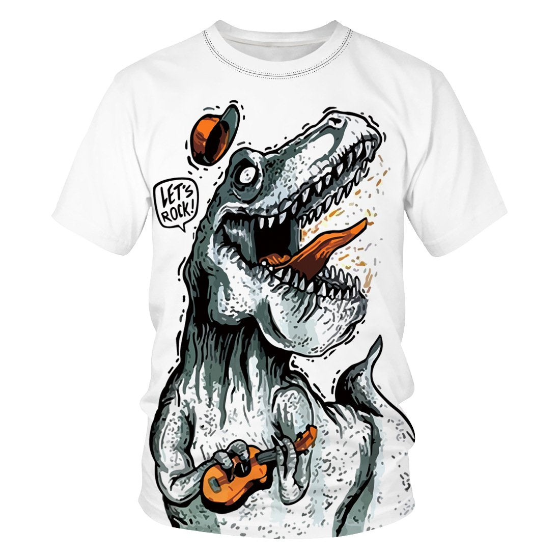 aminibi- Men's and Women's Rock T-rex Let's Rock T-shirt