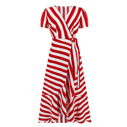 Striped V-Neck Maxi Dress