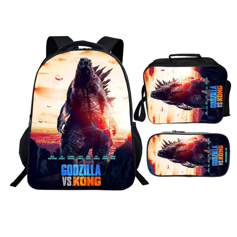 aminibi- Kids Godzilla vs Kong Backpack with Lunch Box and Pencil Case