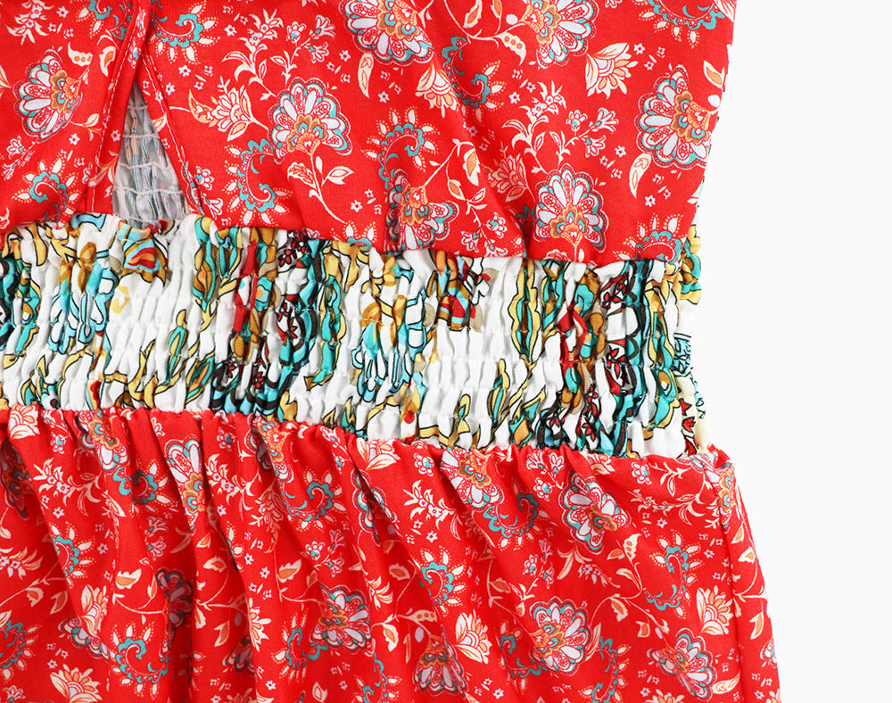 aminibi- Women  V-Neck Boho Strap-on Elegant Summer Casual Retro Sleeveless Midi Dresses