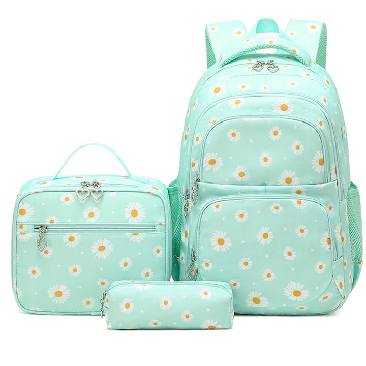 aminibi- Simply Daisy Girls' Backpack for Primary School Cute Printing Durable Bookbag with Lunch Box Pencil Case Top Level