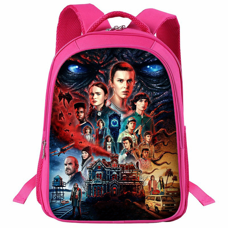 aminibi- Stranger Things Season 4 Pink Backpack with Lunch Bag and Pencil Case
