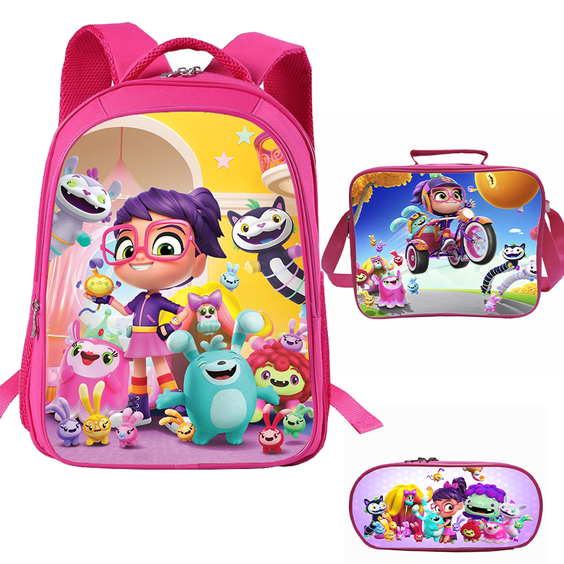 aminibi- Cute Cartoon Primary School Backpack Lunch Bag Pencil Case
