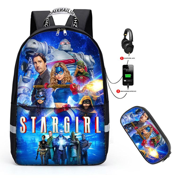 aminibi- 3D Stargirl School Backpacks for Kids Boy Girls Lightweight Backpack Bookbags Three-piece Set