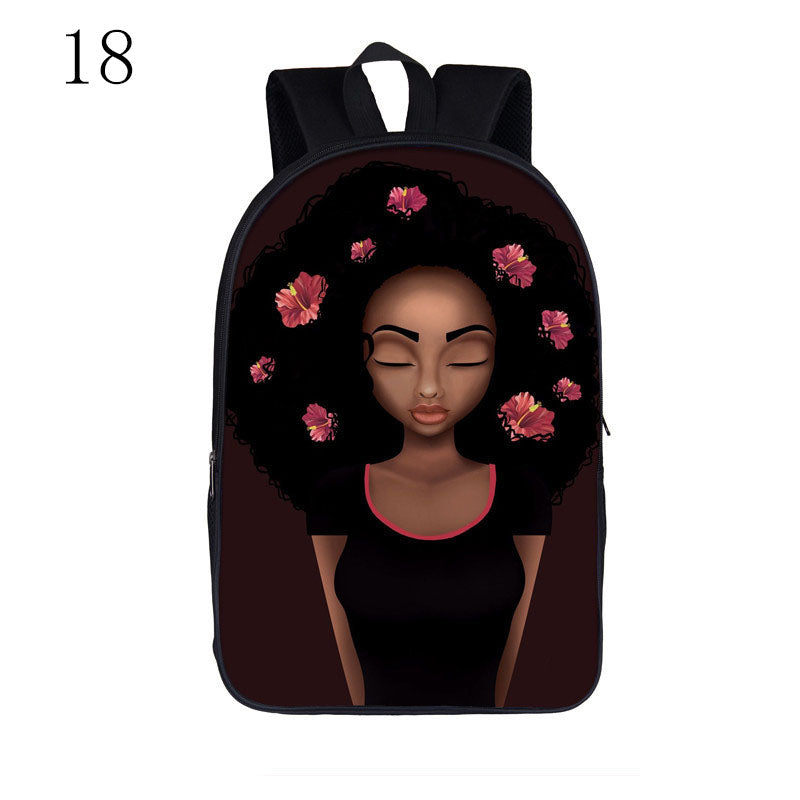 aminibi- New Fashion afro lady print backpack