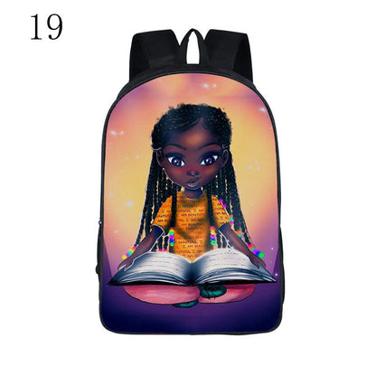aminibi- New Fashion afro lady print backpack