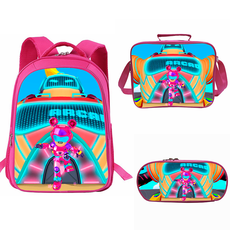 aminibi- Girls Bear Armour School Bag Lunch Bag Pencil Case