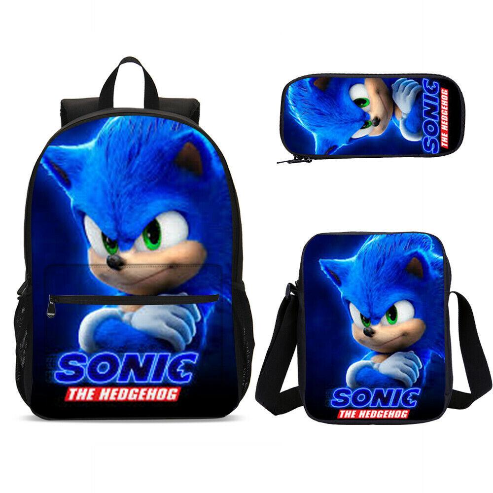aminibi- Casual Stylish Sonic The Hedgehog Kids Backpack Lunch Box Sling Bag Pen Case