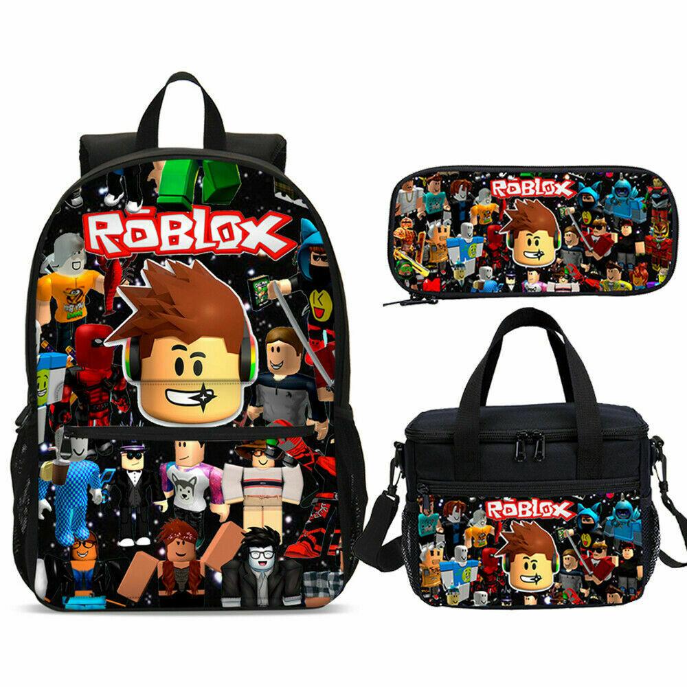 aminibi- Casula ROBLOX Kids Backpacks Students School Bag Sets Insulated Lunch Bag Pen Bag Crossbody 4PCS