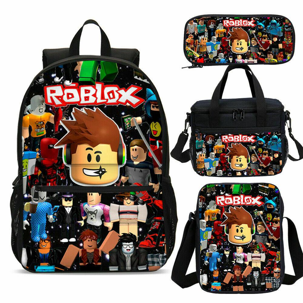 aminibi- Casula ROBLOX Kids Backpacks Students School Bag Sets Insulated Lunch Bag Pen Bag Crossbody 4PCS