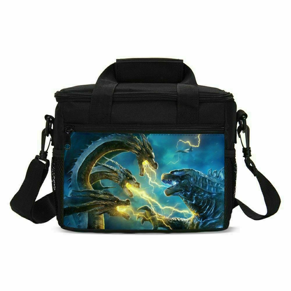 aminibi- Godzilla King of The Monsters Backpack School Bag Kid Lunch Bag Pen Bag 4PCS
