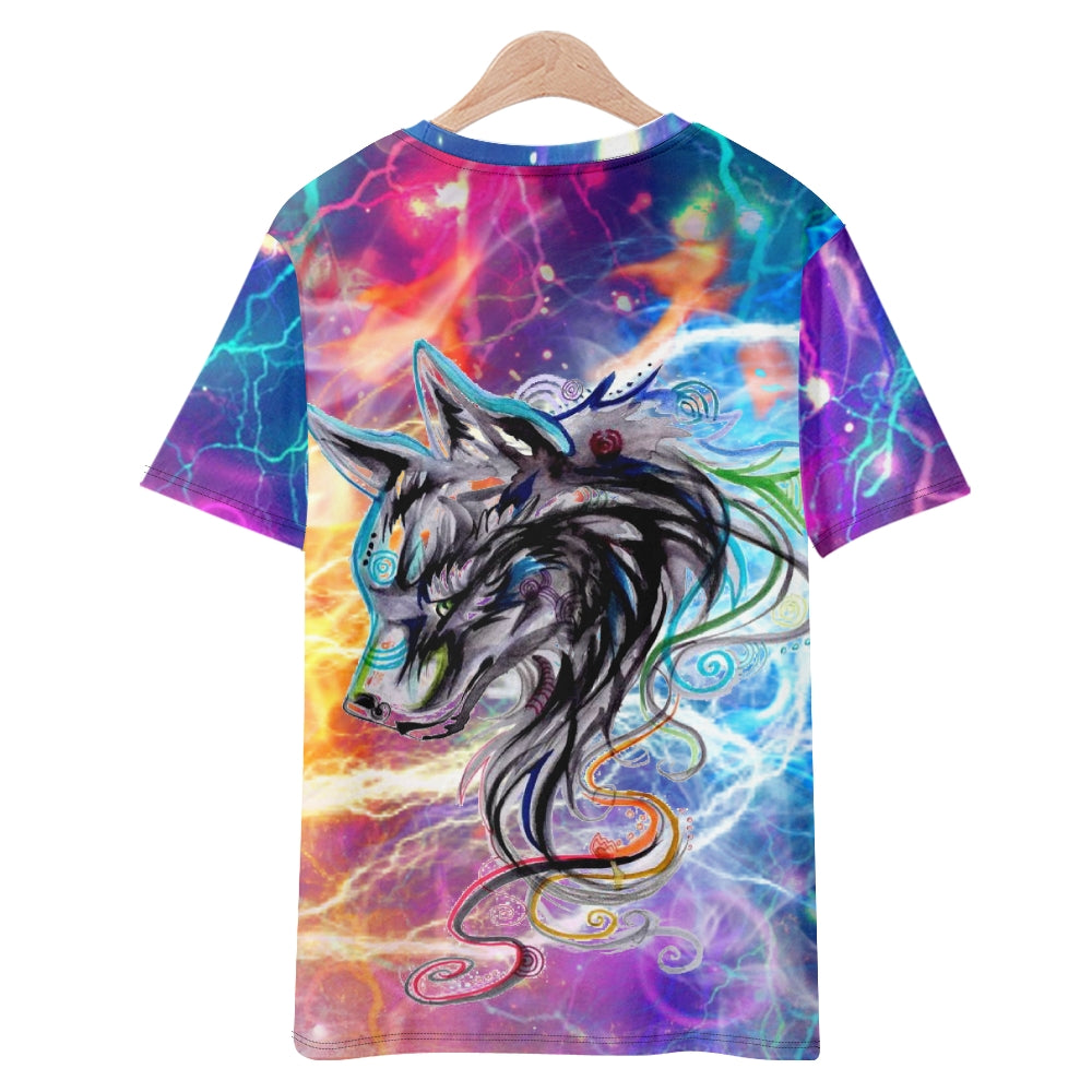 aminibi- Space Wolf Neon style t-shirt