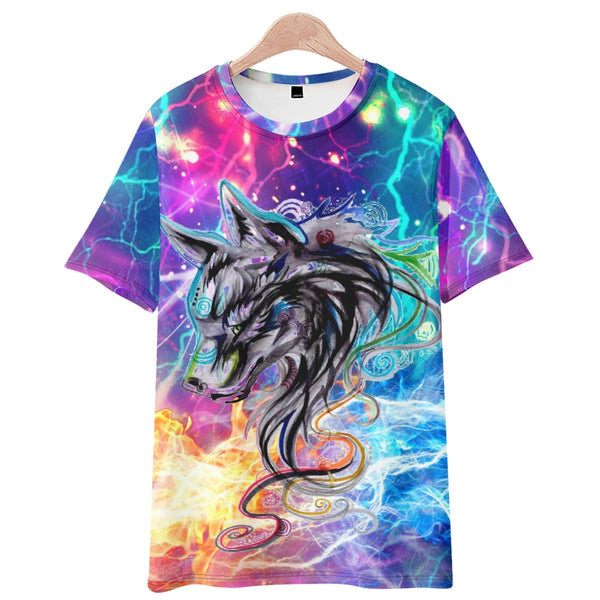 aminibi- Space Wolf Neon style t-shirt